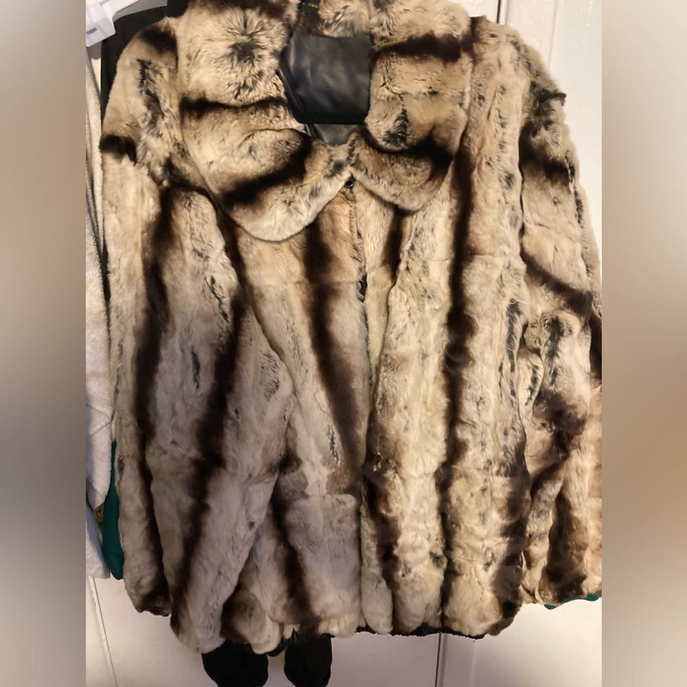 Leather fur reversible sports jacket size XXL brand new